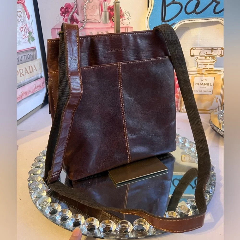 JACK  GEORGES  hand~stained Buffalo leather unisex messenger Bag